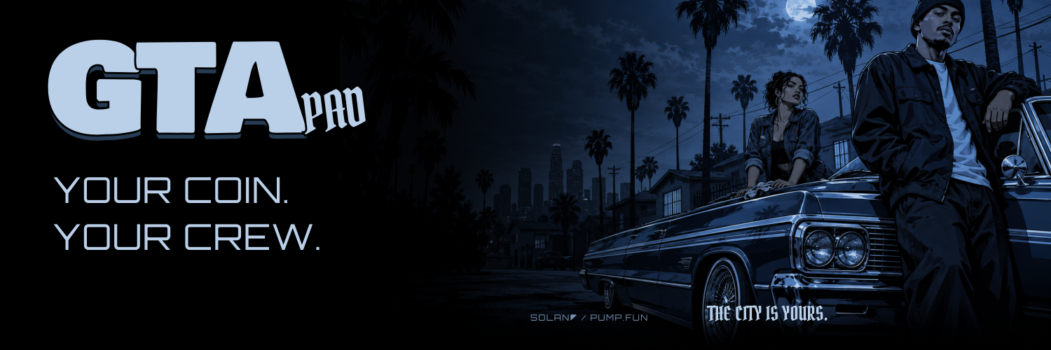 GTAPad X banner, Your coin. Your crew., with a blue lowrider illustration